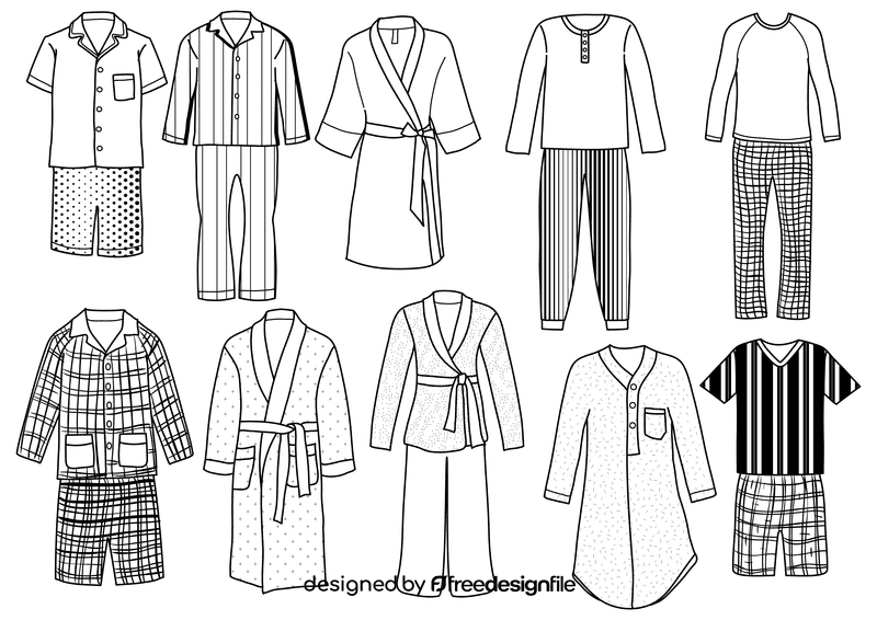 Pajamas black and white vector