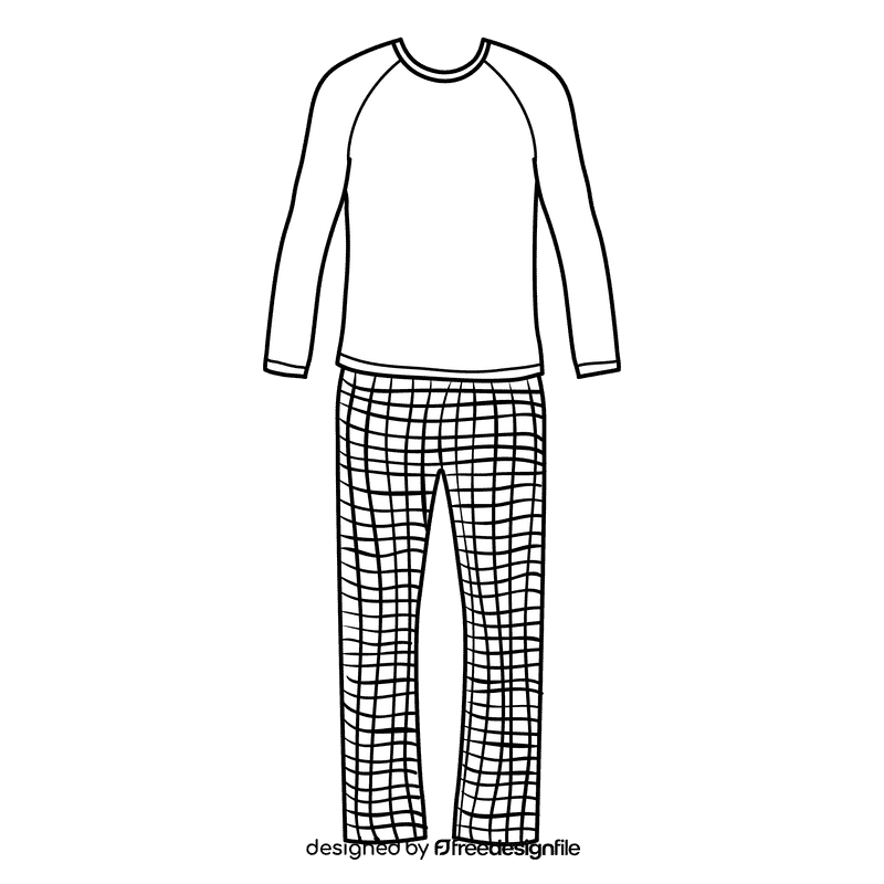 Long sleeve collorless pajama black and white clipart