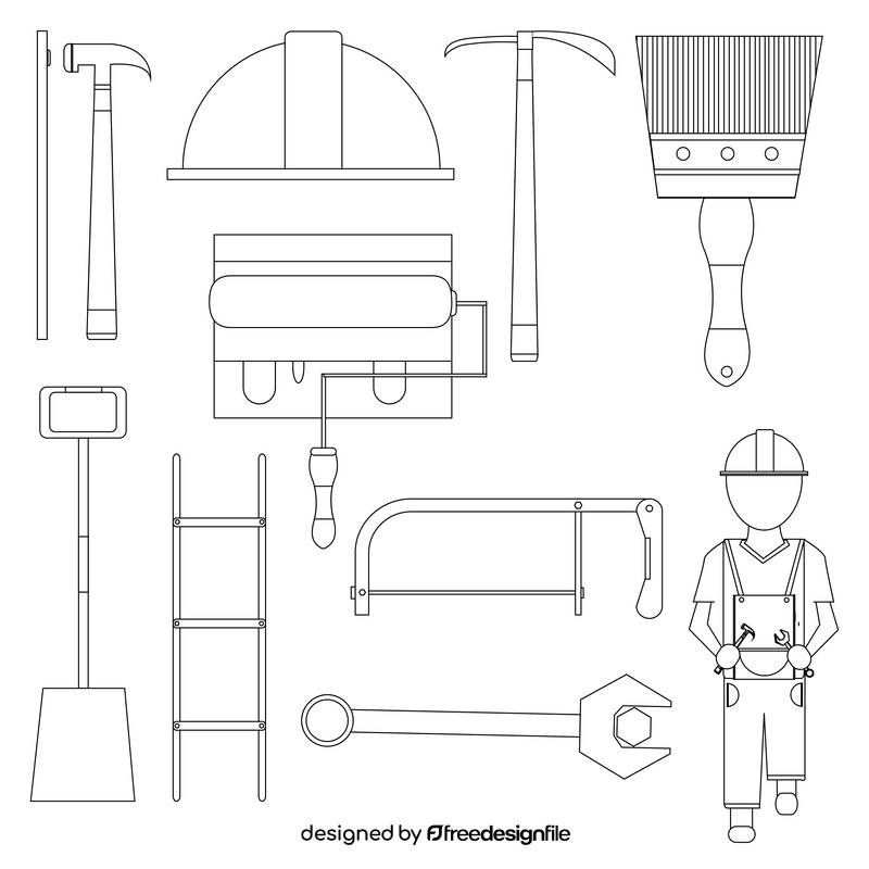 Labour set black and white vector