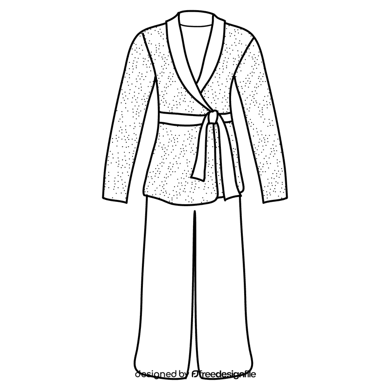 Robe pajama black and white clipart