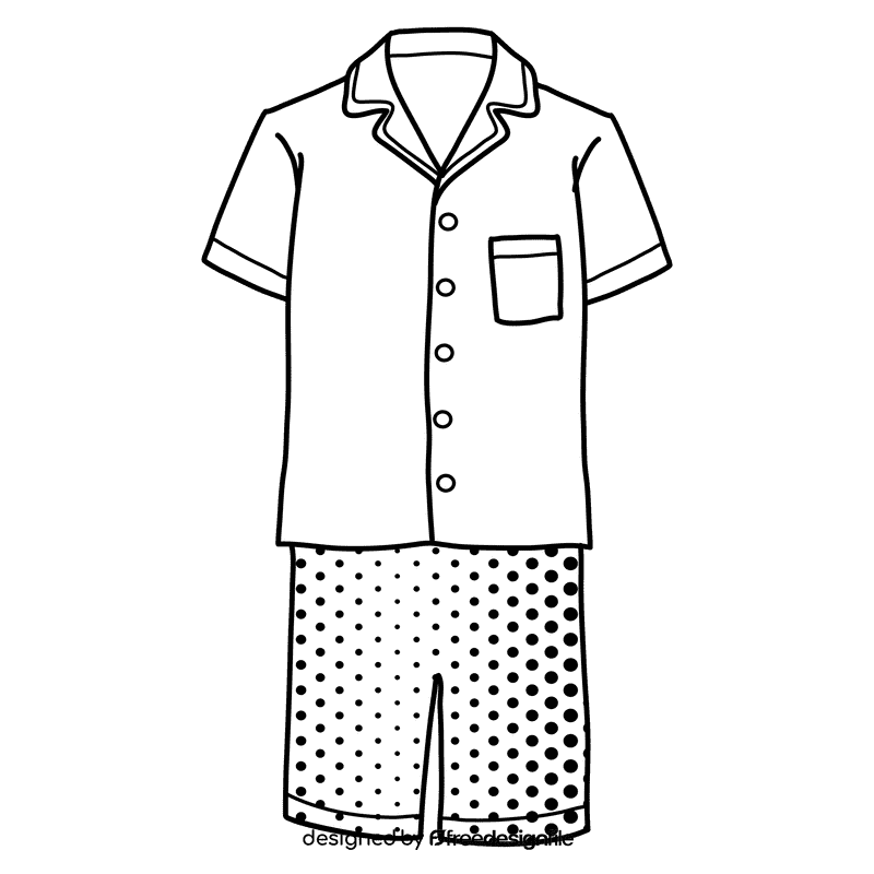 Short sleeve pajama black and white clipart