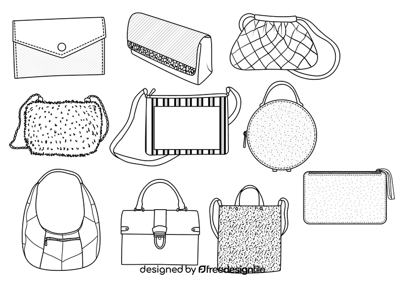 Purse black and white vector