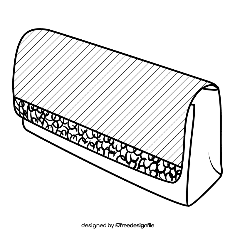 Clutch purse black and white clipart