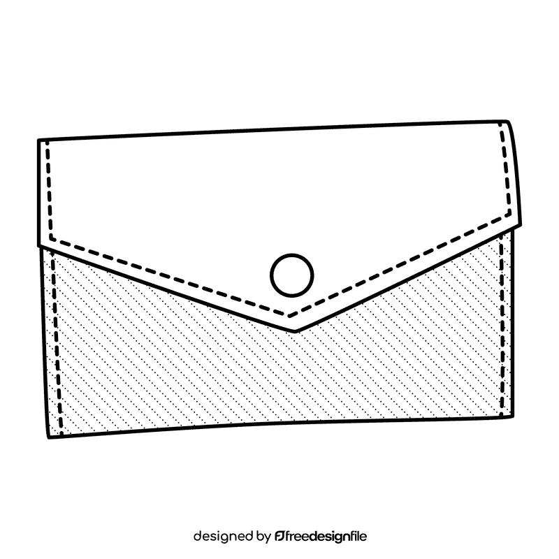 Envelope purse black and white clipart