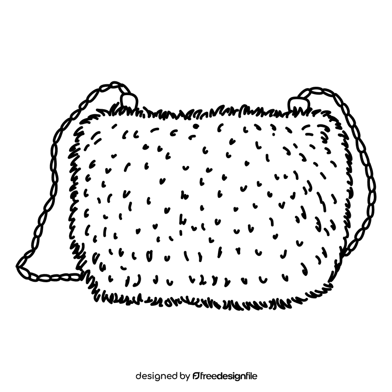 Fur purse black and white clipart