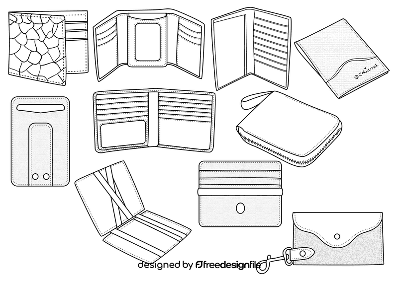 Wallet black and white vector