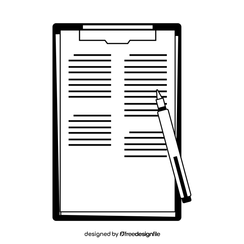 Paper and pen drawing black and white clipart