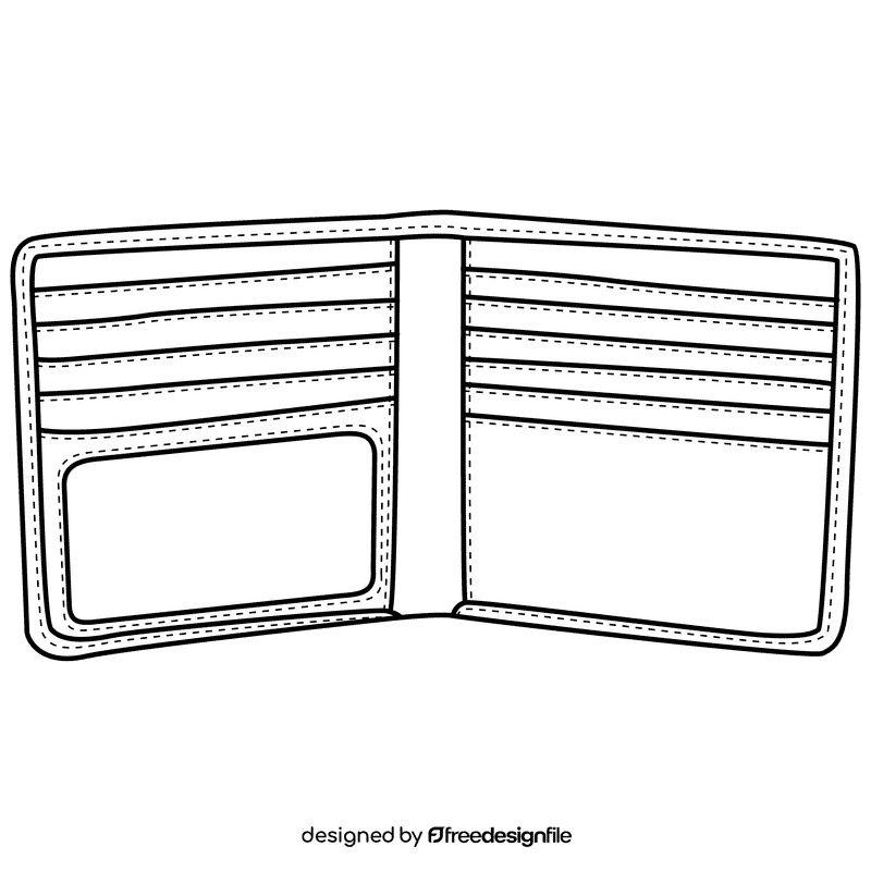 Hipster wallet black and white clipart