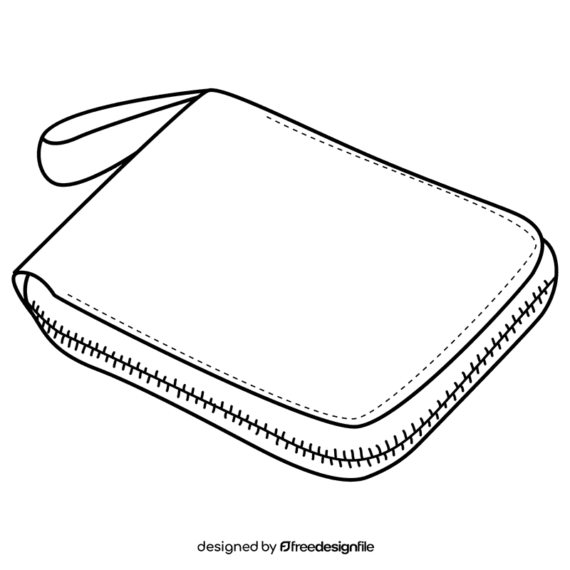 Zipper wallet black and white clipart