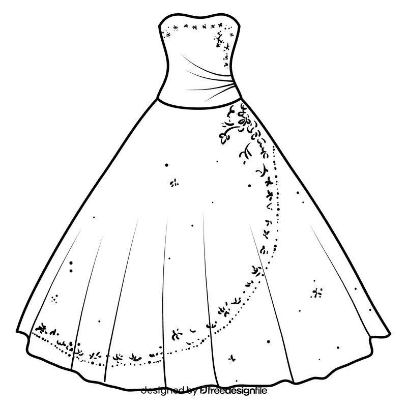 Dress black and white clipart