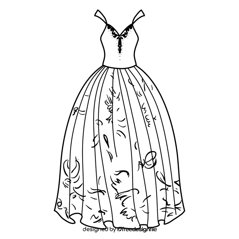 Dress black and white clipart