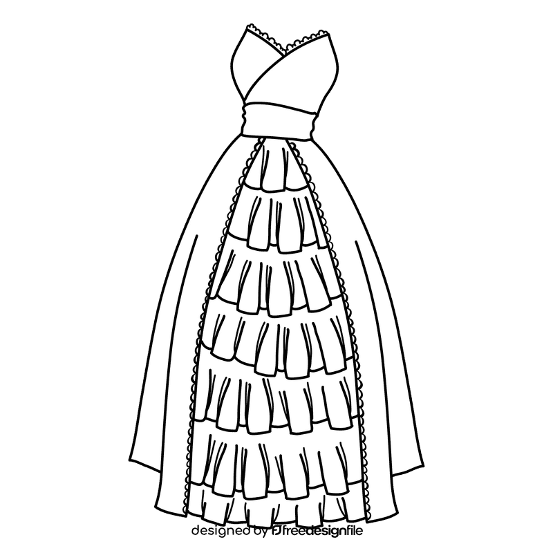 Dress black and white clipart
