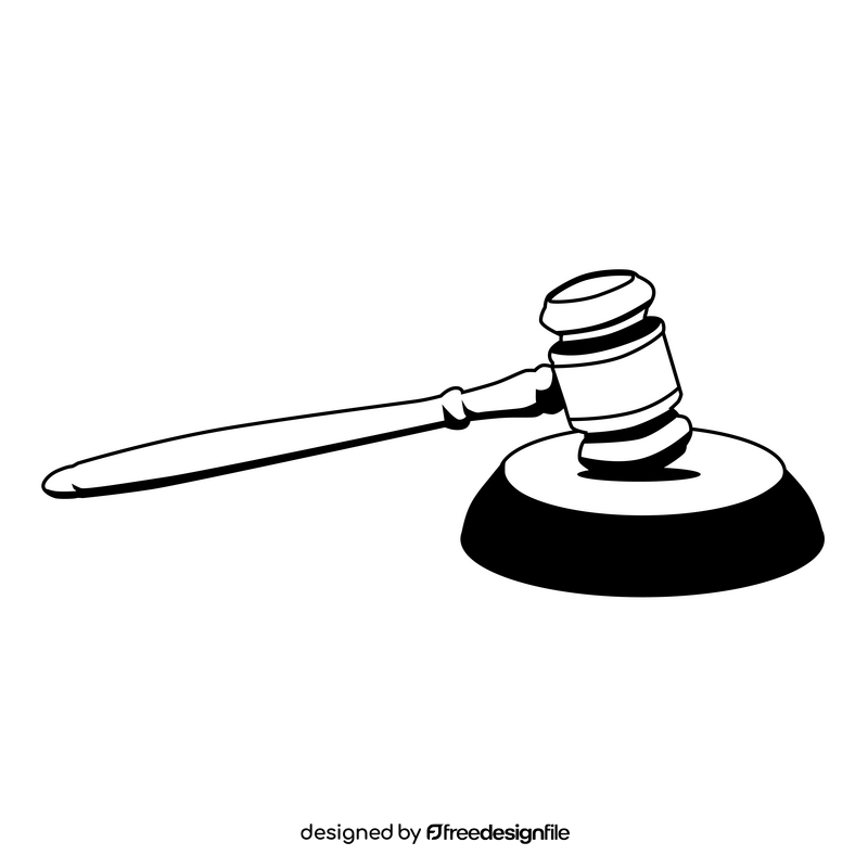 Judge hammer drawing black and white clipart