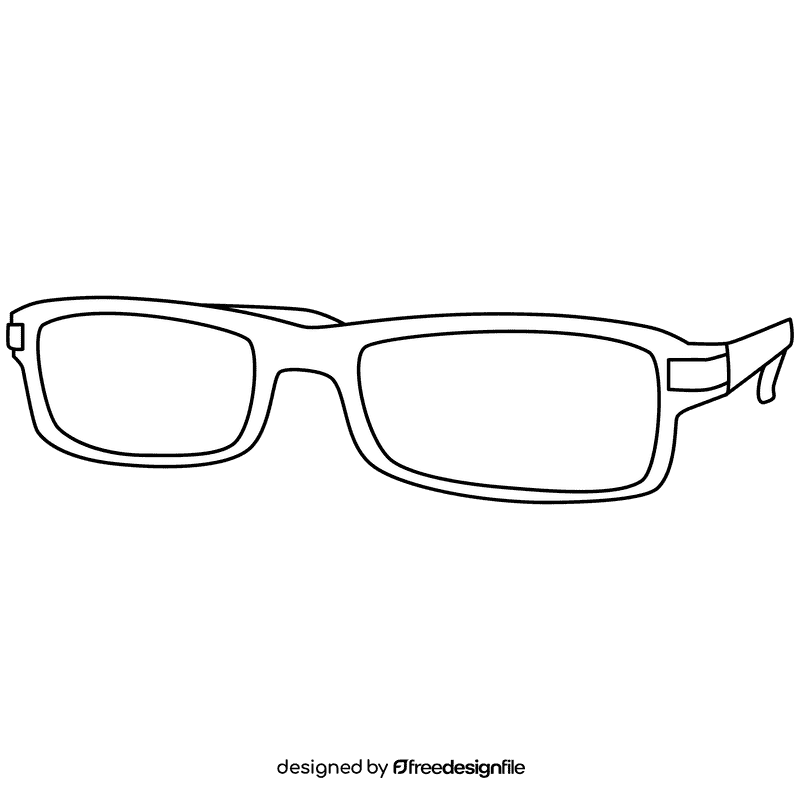 Rectangle reading glasses black and white clipart