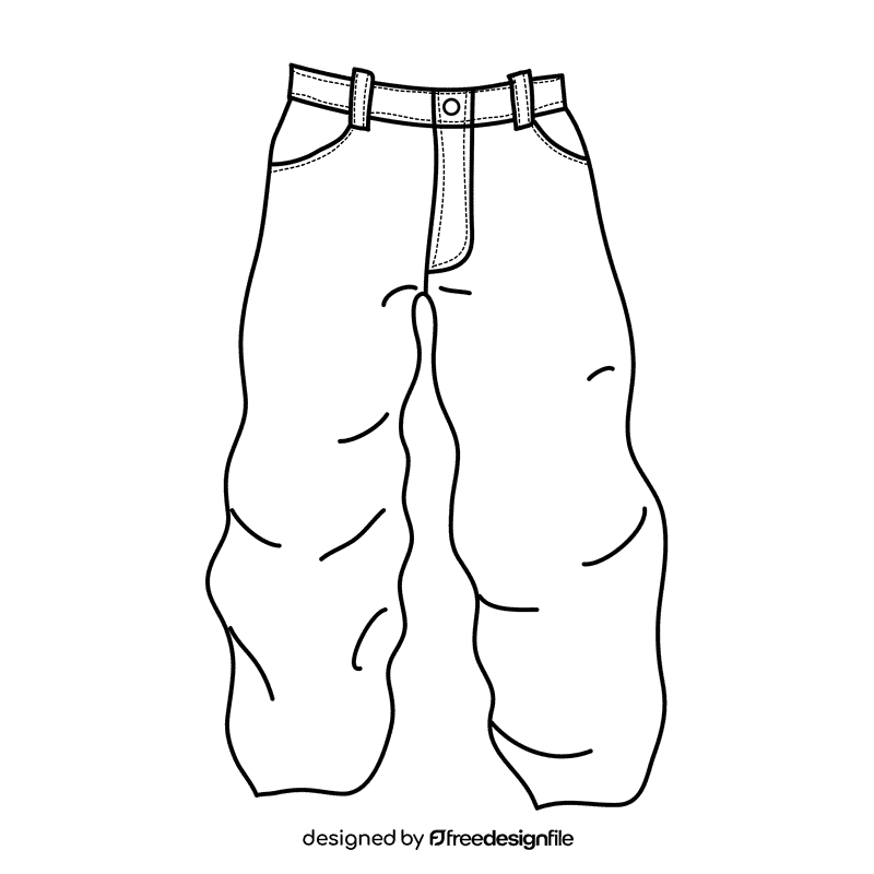 Baggy jeans black and white clipart
