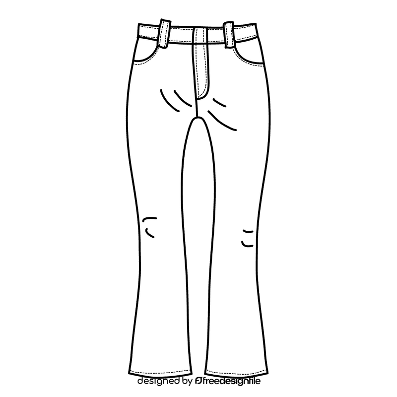 Boot cut jeans black and white clipart