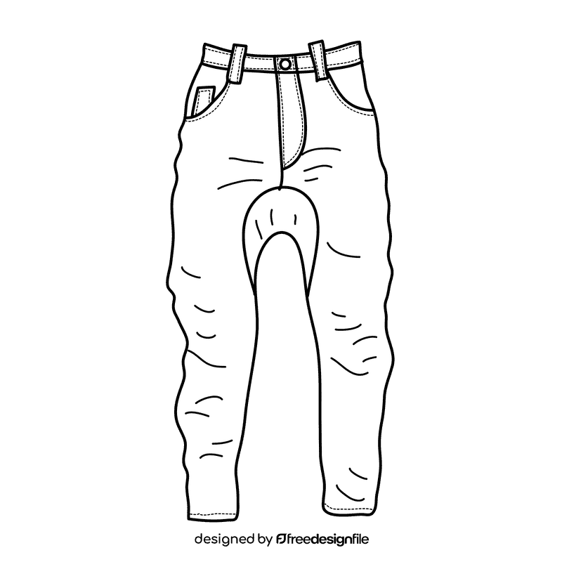 Drop crotch jeans black and white clipart