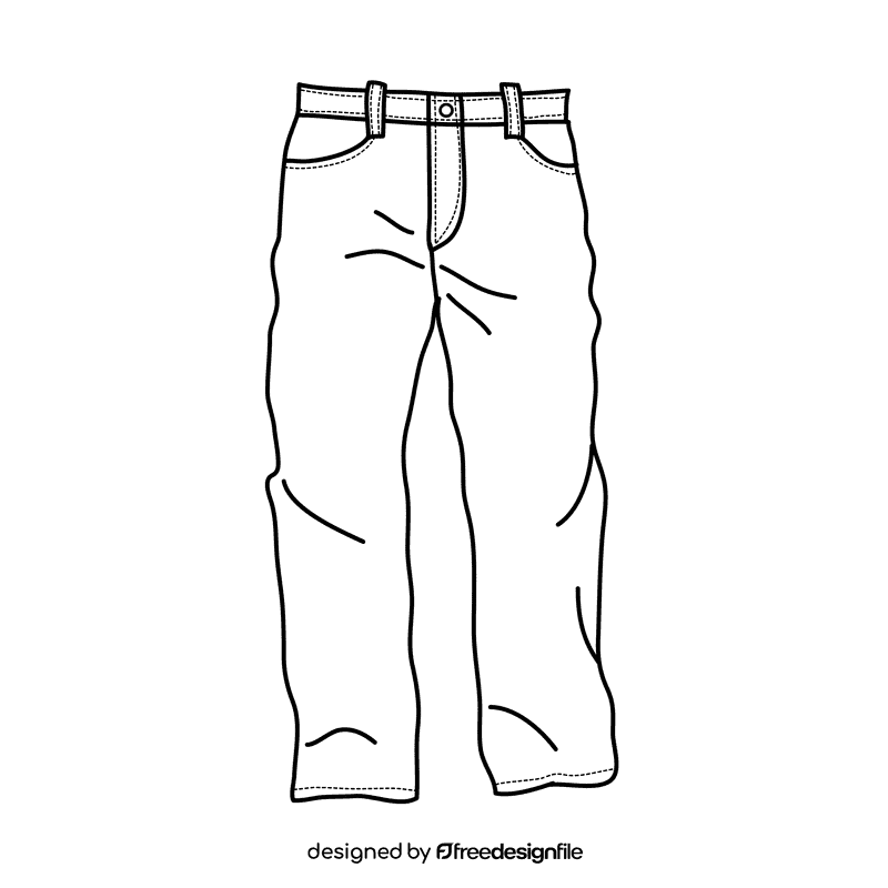 Loose jeans black and white clipart