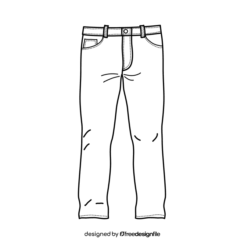 Regular jeans black and white clipart