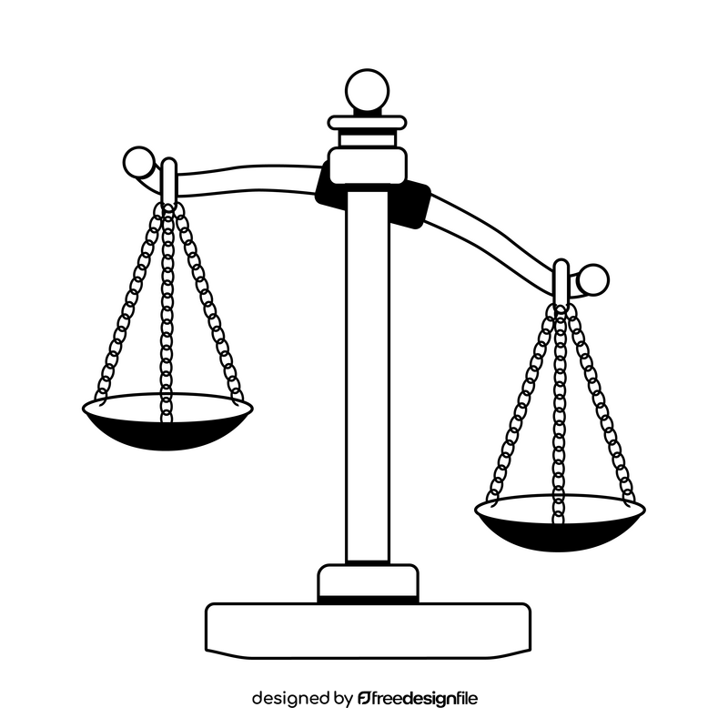 Scales of justice drawing black and white clipart