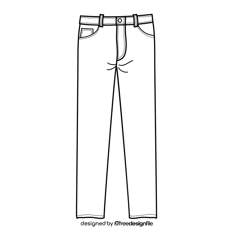 Straight jeans black and white clipart