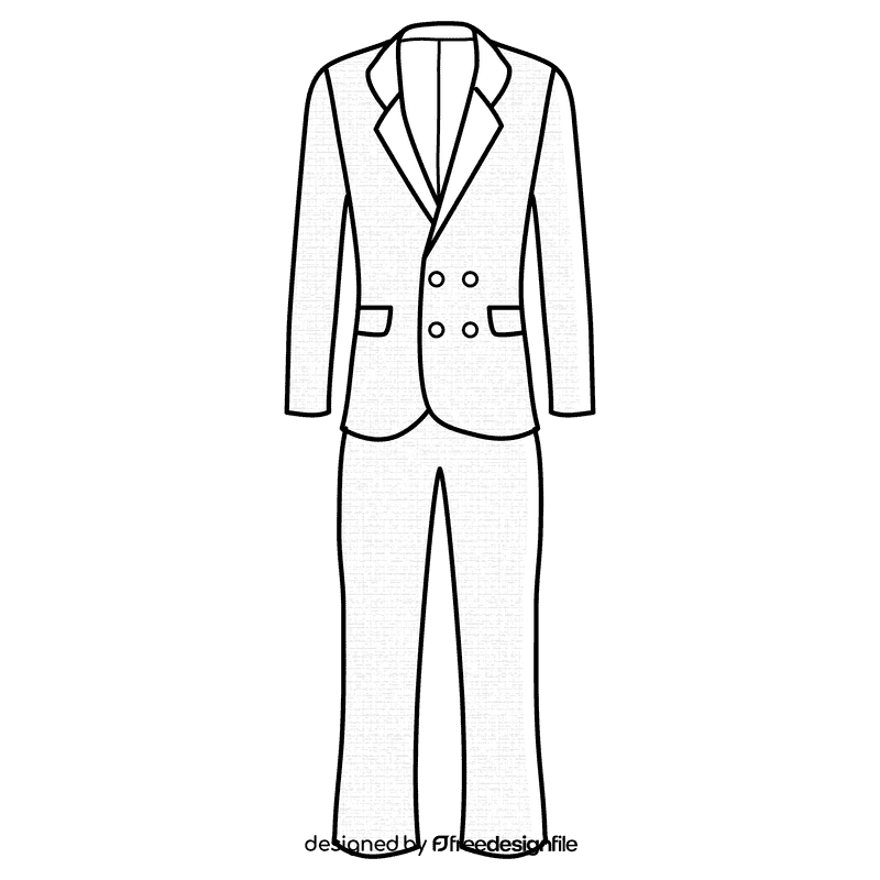 Double breasted four button suit black and white clipart