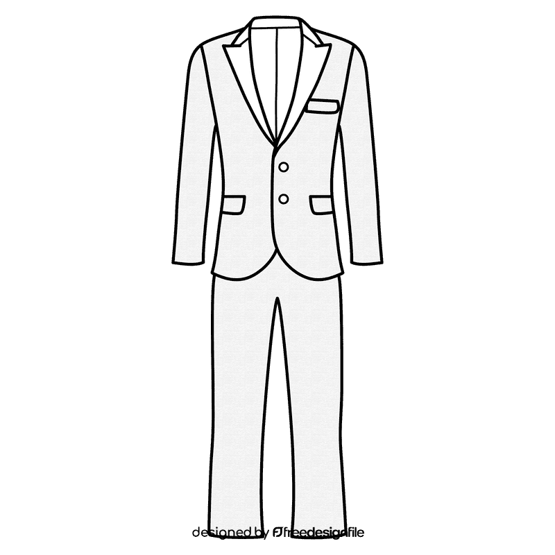 Double button suit black and white clipart