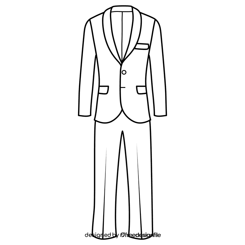 Single breasted shawl lapel suit black and white clipart