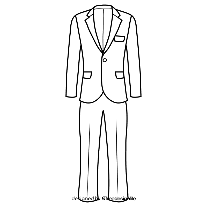 Single button suit black and white clipart