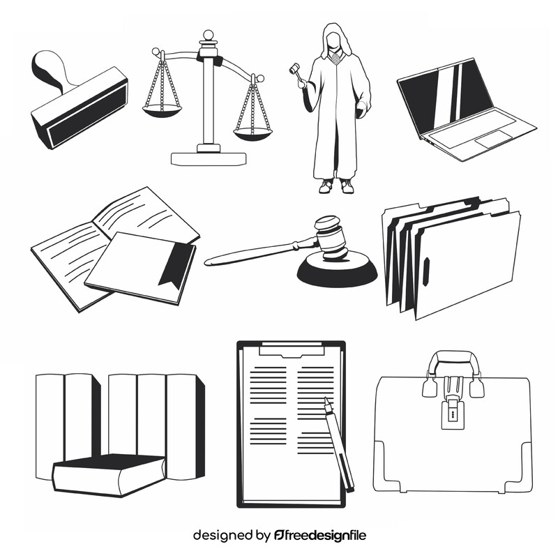 Lawyer icons set black and white vector