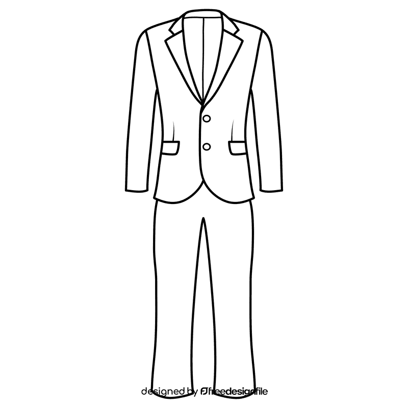 Two button notch lapel suit black and white clipart