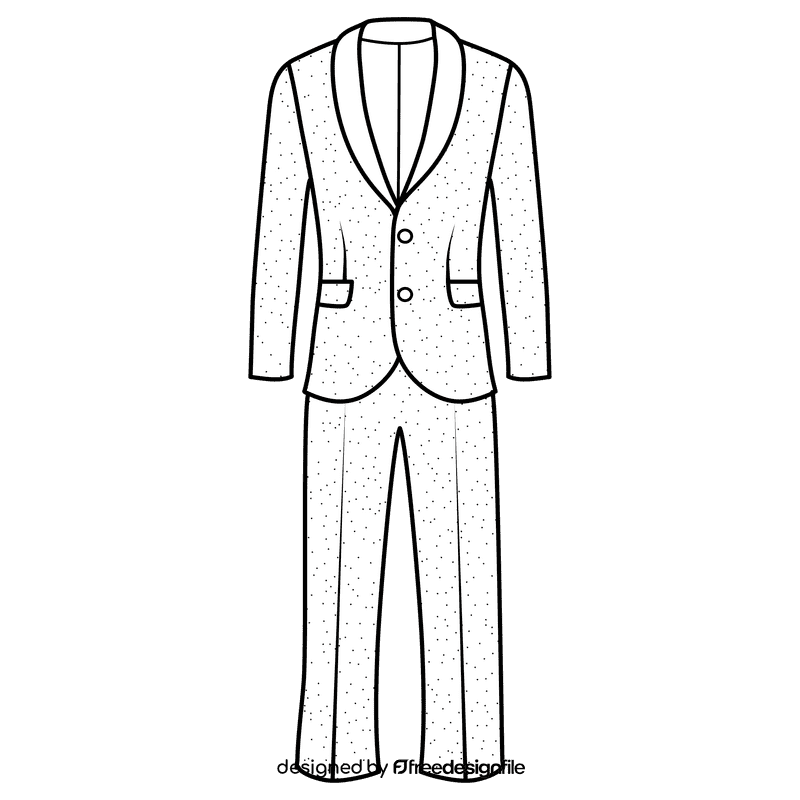 Two button shawl lapel suit black and white clipart