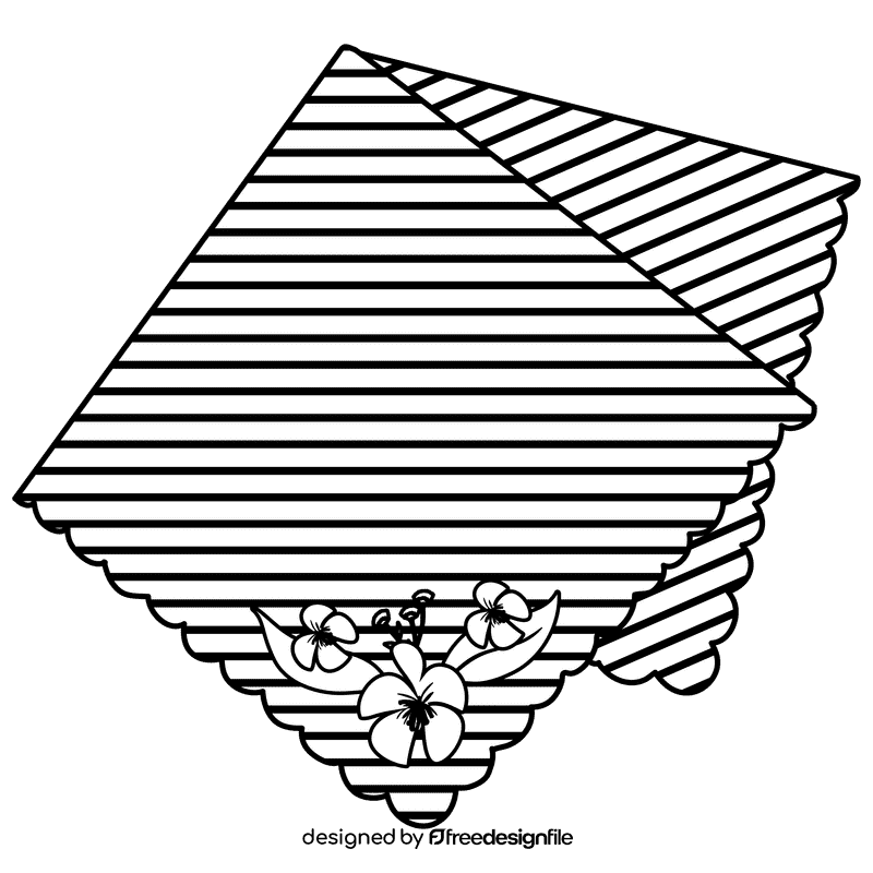 Embroidered flower handkerchief black and white clipart