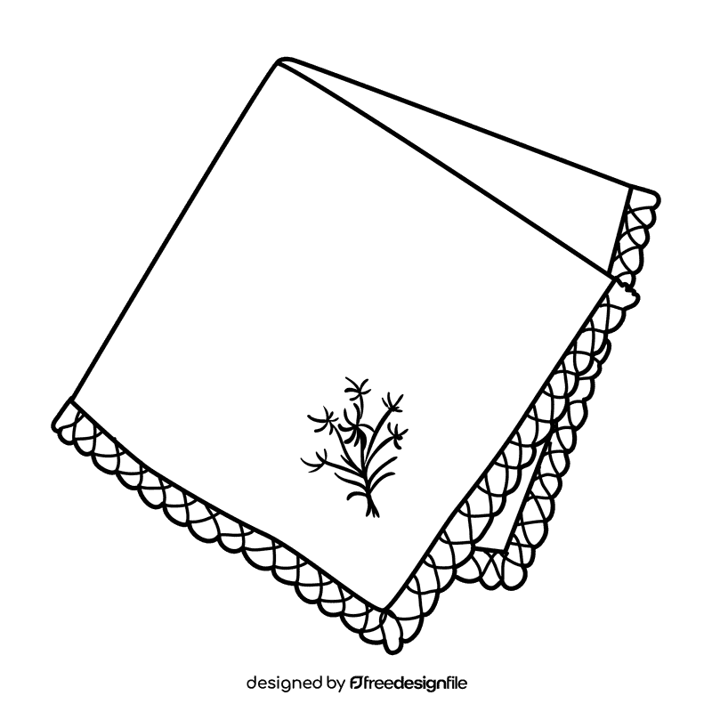 Lace outline handkerchief black and white clipart