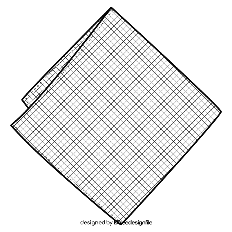 Peach square handkerchief black and white clipart