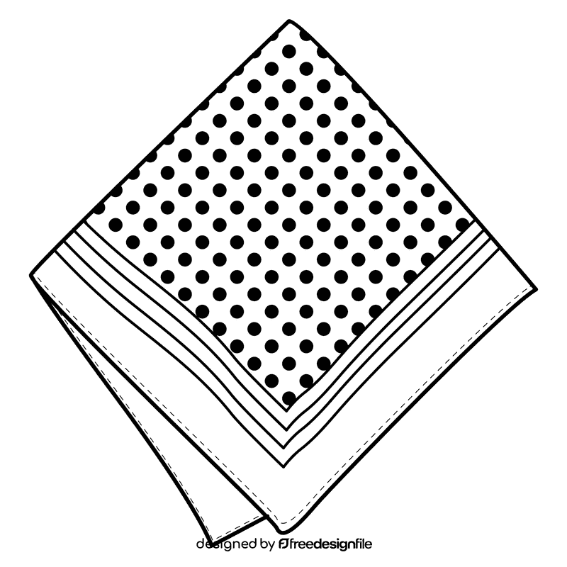 Pink polka dots handkerchief black and white clipart