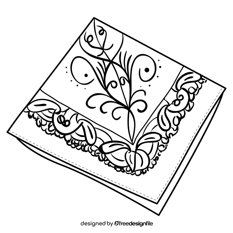 Printed design handkerchief black and white clipart