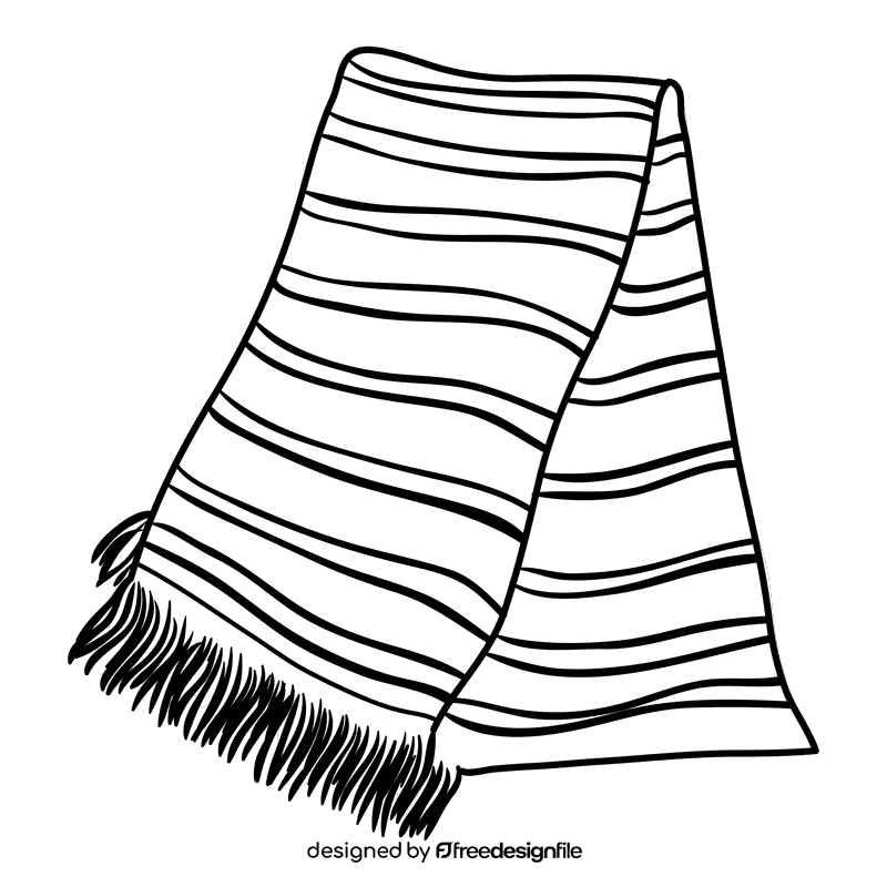 Black stripe green scarf black and white clipart