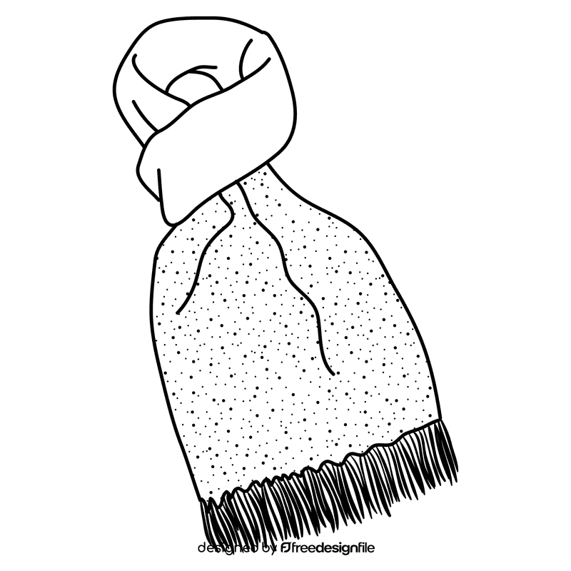 Green scarf black and white clipart