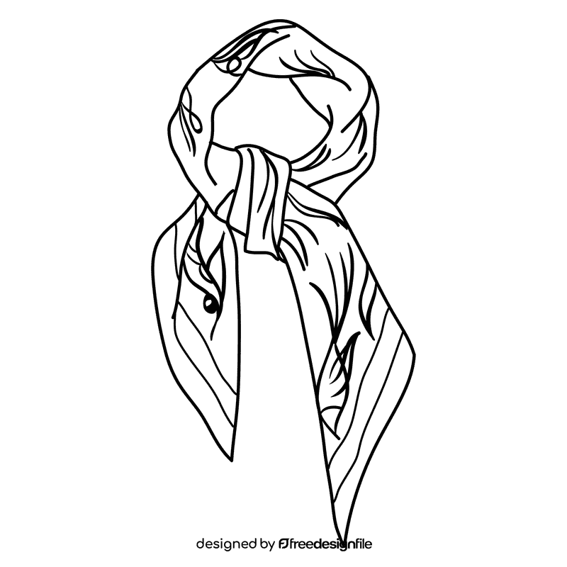 Light blue scarf black and white clipart
