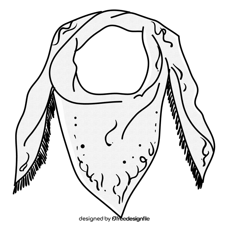 Purple scarf black and white clipart