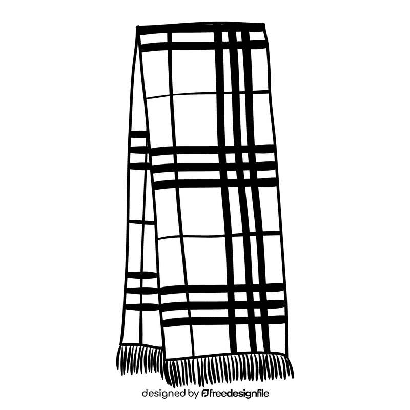 Yellow stripe purple scarf black and white clipart