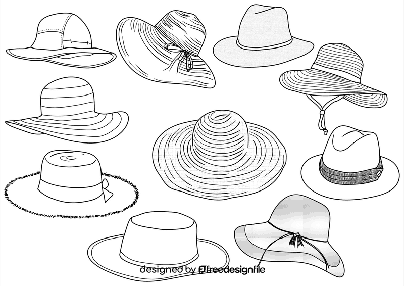 Sunhat black and white vector
