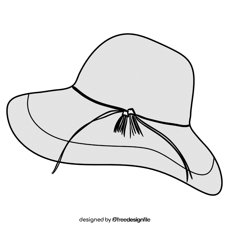 Beach sunhat black and white clipart