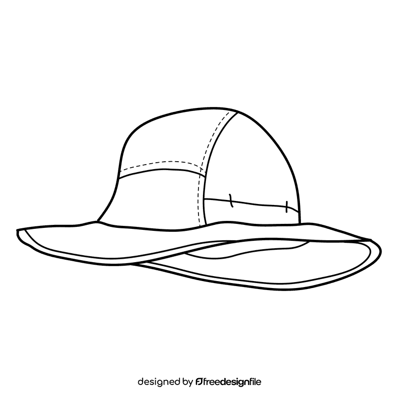 Grey sunhat black and white clipart