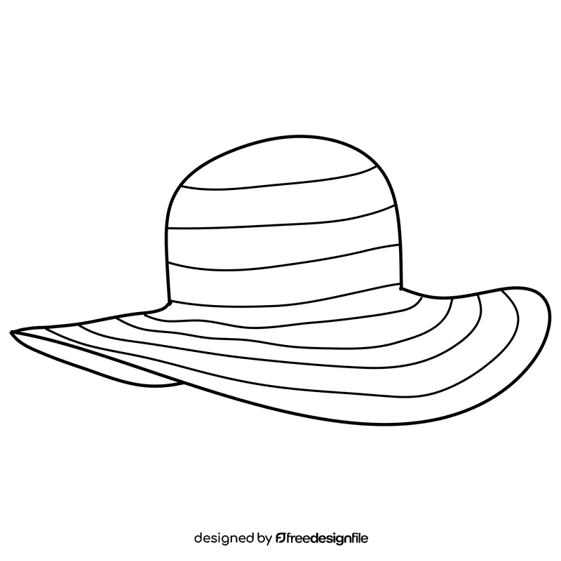 Red and white stripe sunhat black and white clipart