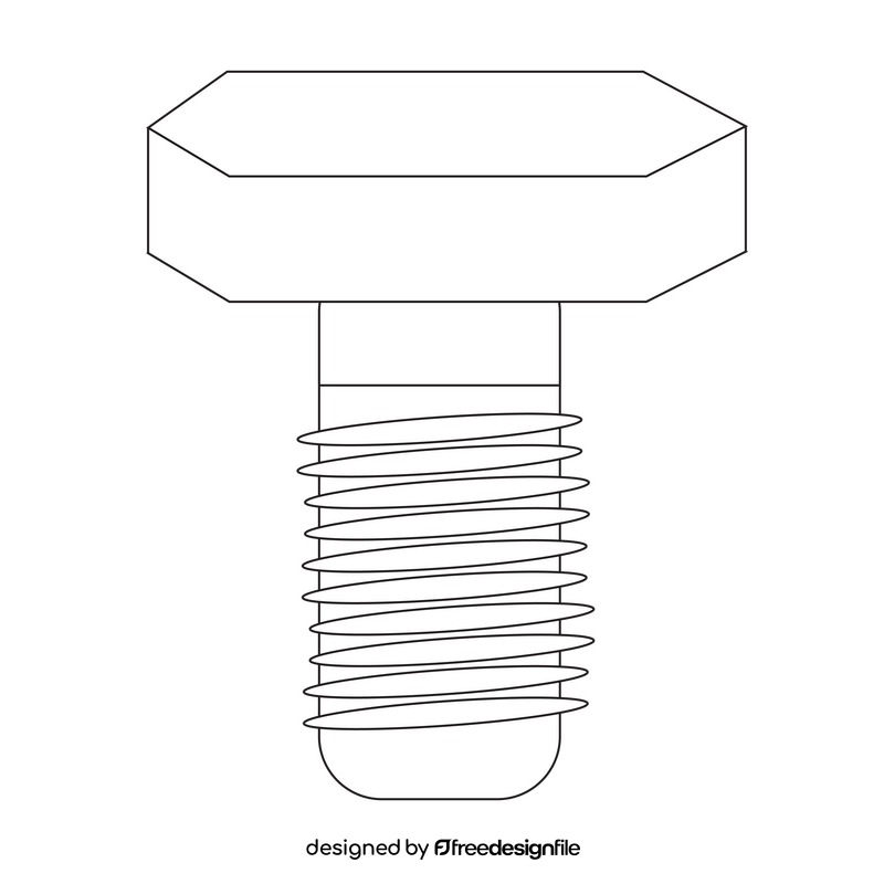 Screw bolt drawing black and white clipart