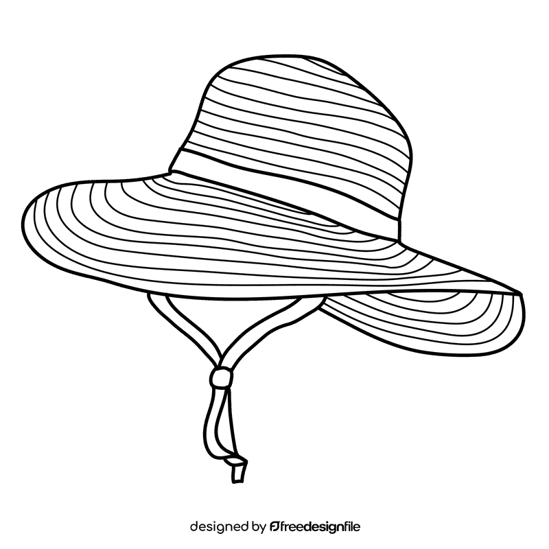 Red sunhat black and white clipart