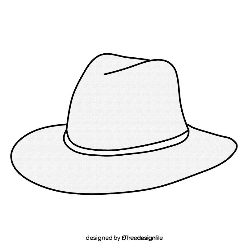 Straw sunhat black and white clipart