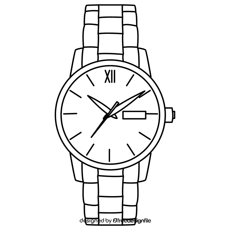 Automatic watch black and white clipart